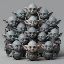 anthropomorphic highly detailed wide - angle group portrait of cute almondshaped head grey goblins, intricate, elegant, highly detailed being, digital painting, artstation, concept art, smooth, sharp focus, illustration, art by artgerm, bob eggleton, michael whelan, stephen hickman, richard corben, wayne barlowe, trending on artstation and greg rutkowski and alphonse mucha, 8 k