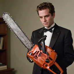 Still of American Psycho with a chainsaw, in Eyes Wide Shut (1999)