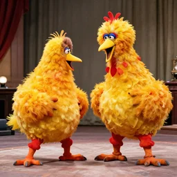 big bird committing ritual seppuku with bea arthur as his second