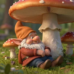 dwarf resting under mushroom, by ilya kuvshinov, rtx rendering, octane render 1 2 8 k, maya, extreme high intricate details by tom bagshaw, medium shot, close up shot, composition by sana takeda, lighting by greg rutkowski