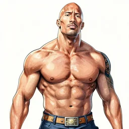 dwayne johnson as character in one piece manga, sketch by eiichiro oda