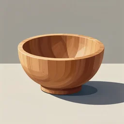 wooden bowl atop lathe, vector art, simple