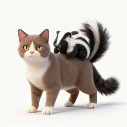 cat and skunk chimera digital art