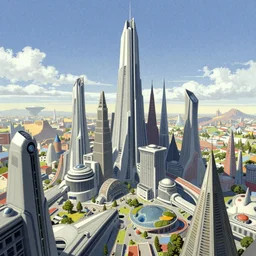 magical skyscape, scifi art by francois schuiten, highly detailed, illogical absurd remodern surrealism fantasy art, cel - shaded, colored screentone, digitally enhanced.