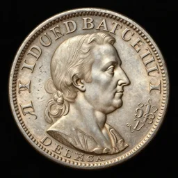 a photorealistic oil painting of 1787 Brasher Punch-on-Breast Doubloon. This 4K HD image is Trending on Artstation, featured on Behance, well-rendered, extra crisp, features intricate detail and the style of Unreal Engine.