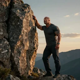 Dwayne Johnson and a rock