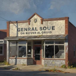 painting of abandoned general store storefront in new jersey