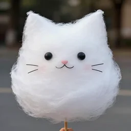 cotton candy in shape of a cat