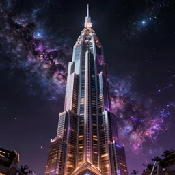 a cosmic avengers tower, epic cosmic atmosphere, cosmos, epic art, digital art, trending on artstation, deviantart, ultra realistic, high detail, high definiton, high quality, hyper realistic, 4 k uhd