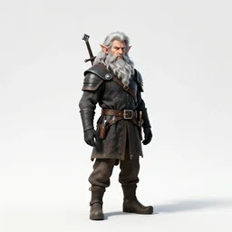 silver-haired dwarf blacksmith, studio photography, full body, standing, isolated on a pure white background, centered, whole figure in frame, sharp focus, studio lighting