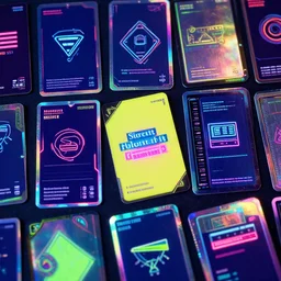 neon holographic information cards stock pack by shutterstock