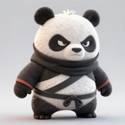 extremely scary angry tough rough looking ninja panda. japanese ninja warrior character, scary, gruffness, interesting 3 d character concept by square enix, in the style of league of legends, hyper detailed, cinematic, final fantasy, character concept, ray tracing, fur details, maya, c 4 d, artstation