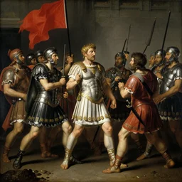 Rembrandt painting of the praetorian guard attacking the Roman emperor