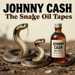 album cover for Johnny Cash: The Snake Oil Tapes, album art, snake oil album, snakes