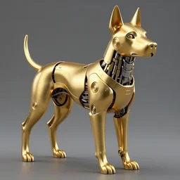cybernetic dog wth golden armor, hard surface, matte painting by jama jurabaev and greg rutkowsky,