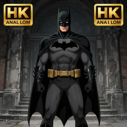 batman standing before arkham asylum, anime art, 4 k, award winning, coherent