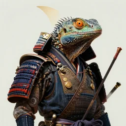 a lizard samurai portrait by greg rutkowski and artgerm