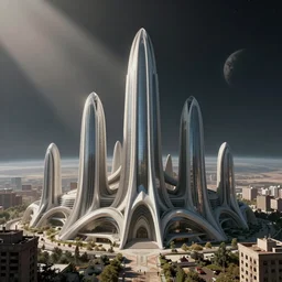 beautiful picture of an abandoned city on a planet with amazing sleek architecture by richard dadd, ultra detailed, elegant and graceful, trending on artstation, dramatic lighting, light rays and shadows, octane render directed by stanley kubrick