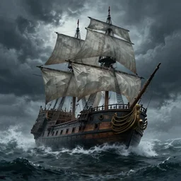 tarrasque attacking a galleon in the middle of a cataclysm, huge storm, moody, dramatic lighting, d & d, epic, fantasy art, artstation, 4 k