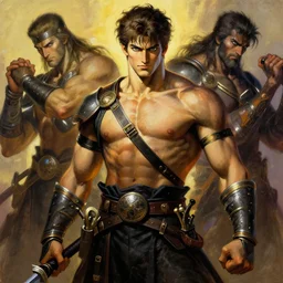 warrior, attractive male, character design, painting by gaston bussiere, katsuya terada, frank frazetta, tom of finland, trending on artstation
