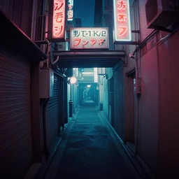 1 9 7 0 s underwater footage of a portal at the end of a tokyo alley, non - euclidean, neon lights, ektachrome photograph, volumetric lighting