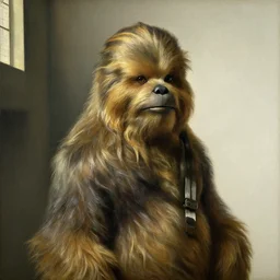 portrait of chewbacca by vermeer, dutch baroque, beautiful natural light, oil on canvas