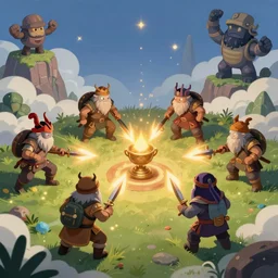 Mage minions fighting against gru on a skyland, digital art, fantasy, trending on artstation, top look