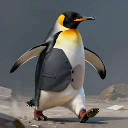 a penguin in a suit giving legal advice, digital illustration portrait design by, Mark Brooks and Brad Kunkle detailed, gorgeous lighting, wide angle action dynamic portrait