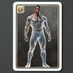 elegant hyper realistic intrincated concept art full body portrait painting, trading card game art, of a translucent muscular dark gritty hellraiser superhero vigilante, wearing a modern ornated armor, vivid color scheme, scary atmospheric lighting, in the style of cristian sauret