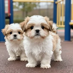 1 0 cute shih tzu puppies in a playground
