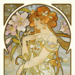 marble paper flowers and water by alphonse mucha