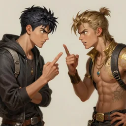 beautiful and handsome friends arguing during a poke match. angry intricate, elegant, highly detailed, digital painting, artstation, concept art, sharp focus, illustration, by justin gerard and artgerm, 8 k