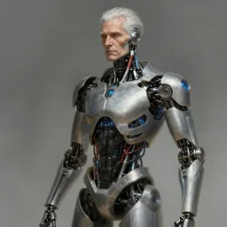 ultrarealistic illustration old man cyborg, cyberpunk, sci - fi fantasy, intricate, elegant, highly detailed, digital painting, artstation, concept art