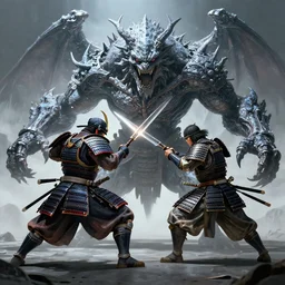 concept art of a japan warrior battling a monster, by tsuyoshi nagano, ncsoft, aion, hyperdetailed, 8 k, symmetrical, frostbite 3 engine, cryengine, dof, trending on artstation, digital art,