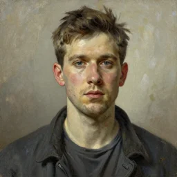 gritty portrait, painted by Thomas Kinkade