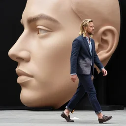 still of ryan gosling and margot robbie, walking on human face - n 9