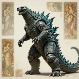 Ultra realistic illustration, godzilla vs mechagodzilla, cyberpunk, sci-fi, fantasy, intricate, elegant, highly detailed, digital painting, artstation, concept art, smooth, sharp focus, illustration, art by noriyoshi orai and greg rutkowski and alphonse mucha