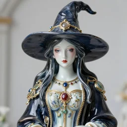 beautiful porcelain witch woman with artnouveau garment and ornaments portrait sharp focus 8 k