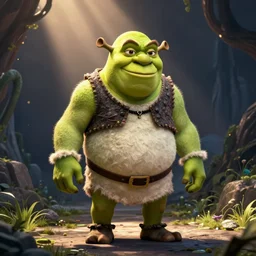 shrek in fortiche productions, league of legends cinematic, dramatic lighting, stylized cgi render