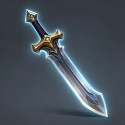 a curved steel sword weapon, league of legends inventory item icon, Warcraft style, outer glow, no background, trending on artstation