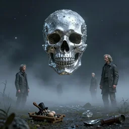 grainy tall misty shoal fractal silver skull mask quartz summer night cobbler, by tom thomson and odilon redon and jakub rozalski, unreal engine, cyberpunk, 2 0 megapixels