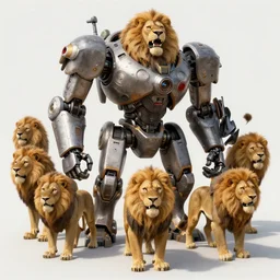 an army of robot machine mountain lions, detailed, photorealistic, artstation, by rutkowski, wlop