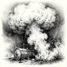grand covered in epic smoke, pen drawing