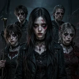 A portrait of a zombified young women by Greg Rutkowski, Sung Choi, Mitchell Mohrhauser, Maciej Kuciara, Johnson Ting, Maxim Verehin, Peter Konig, Bloodborne, 8k photorealistic, cinematic lighting, HD, high details, dramatic, dark atmosphere, trending on artstation