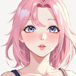 an anime girl with pink hair, trending on artstation, detailed, anime, pastel colors