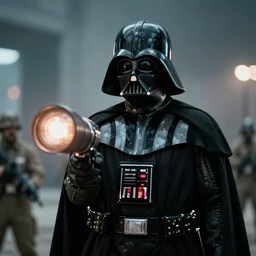 Darth Vader in WW2!!!!!, splash art, movie still, cinematic lighting, dramatic, octane render, long lens, shallow depth of field, bokeh, anamorphic lens flare, 8k, hyper detailed, 35mm film grain