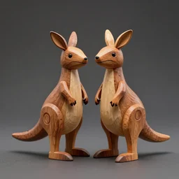 every now an then, when i dream, i dream abou puppets, trending on artsstation, 8 k, high - res, cinema 4 d, depth of field a wooden figurine of two kangaroo whales with horns and a spiky tail wood : 1 0, native : - 1 0, naive : 3, exotic : 5