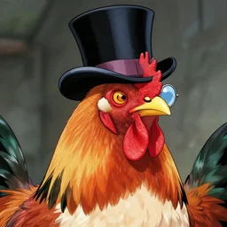 portrait of a rooster, with top hat!!! and monocle!!!, by akira toriyama