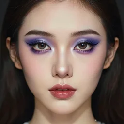 realistic tender sweet portrait of a wonderful symmetrical proportionate woman, bizzarre makeup, symmetrical eyes, portrait photography, trending on artstation, characterdesign, sharp focus, art by ruan jia, ghibli, elena shumilova, leah robinson