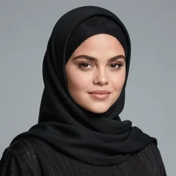portrait of selena gomez wearing the hijab